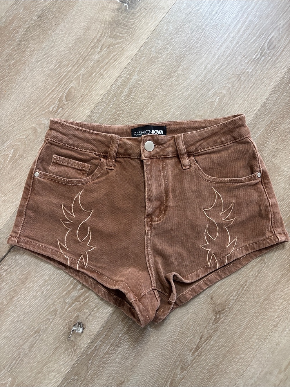 Fashion Nova Brown Jean country western cowgirl Shorts